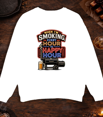 Smoking Happy Hour Crewneck - White