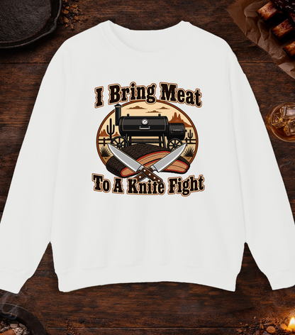 Meat Knife Fight Crewneck - White