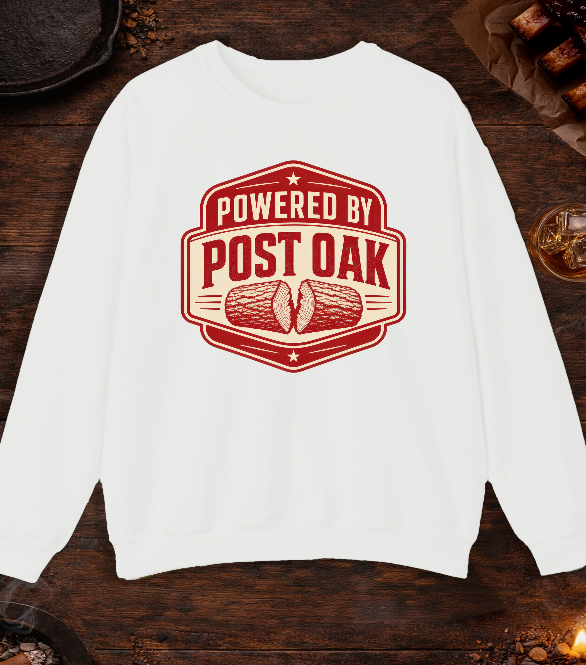Powered by Post Oak Crewneck - White