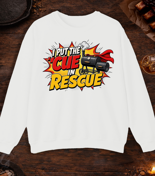 Cue in Rescue Crewneck - White