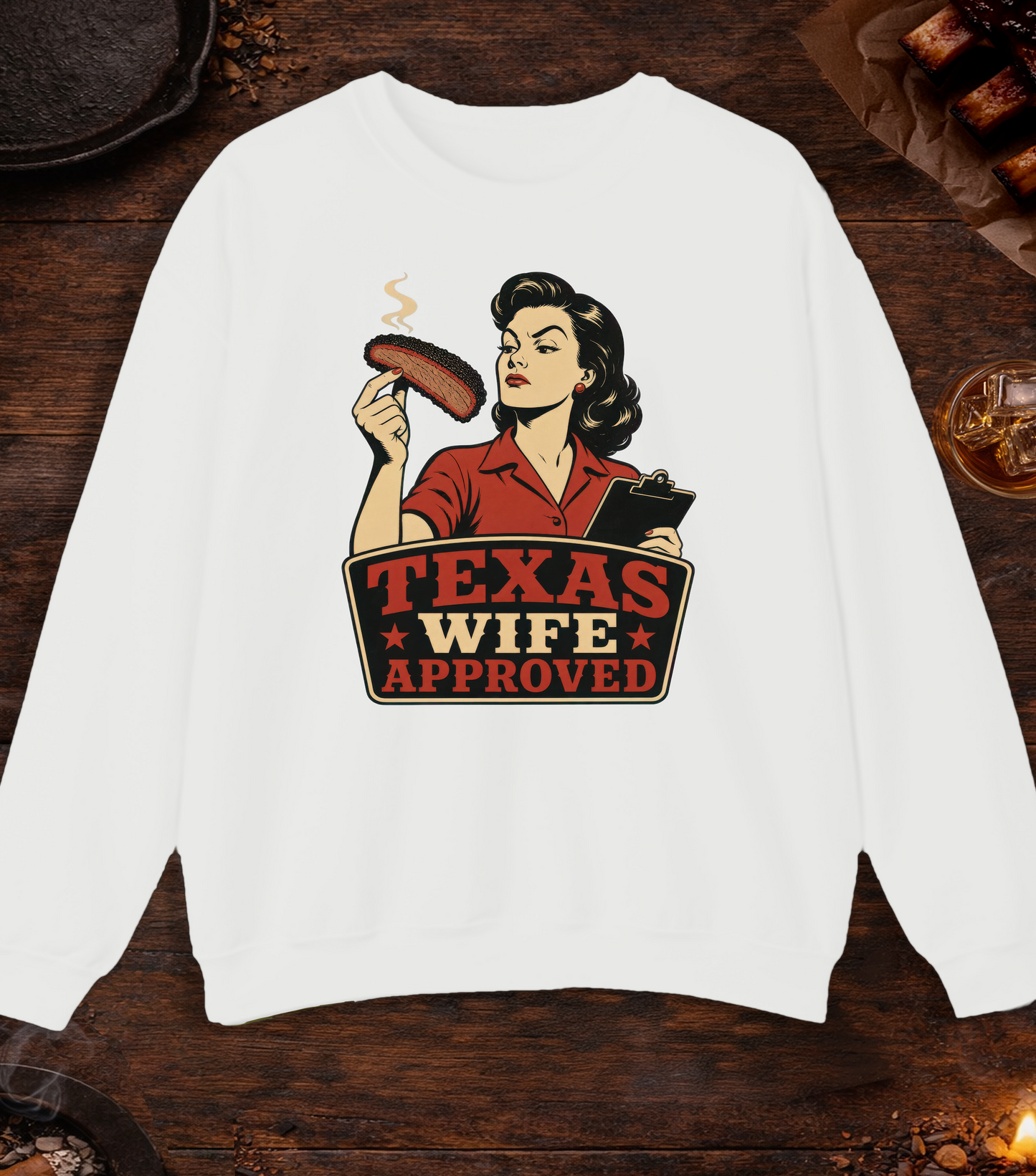 Texas Wife Approved Crewneck - White