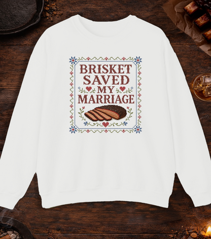Brisket Saved My Marriage Crewneck - White