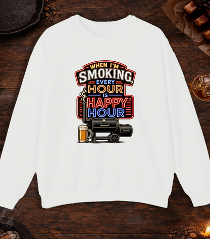 Smoking Happy Hour Crewneck - White