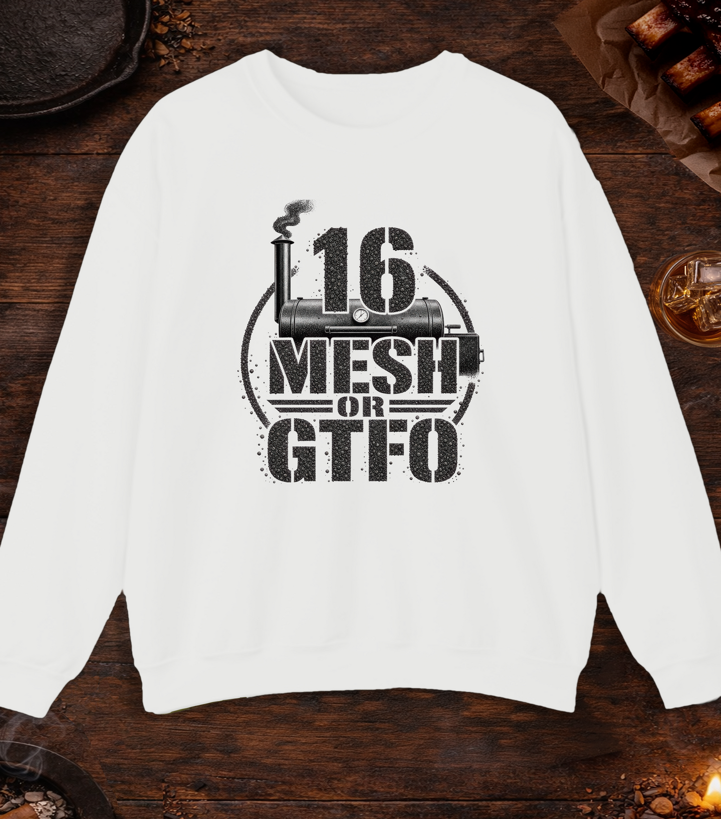 16 Mesh or GTFO Crewneck - White