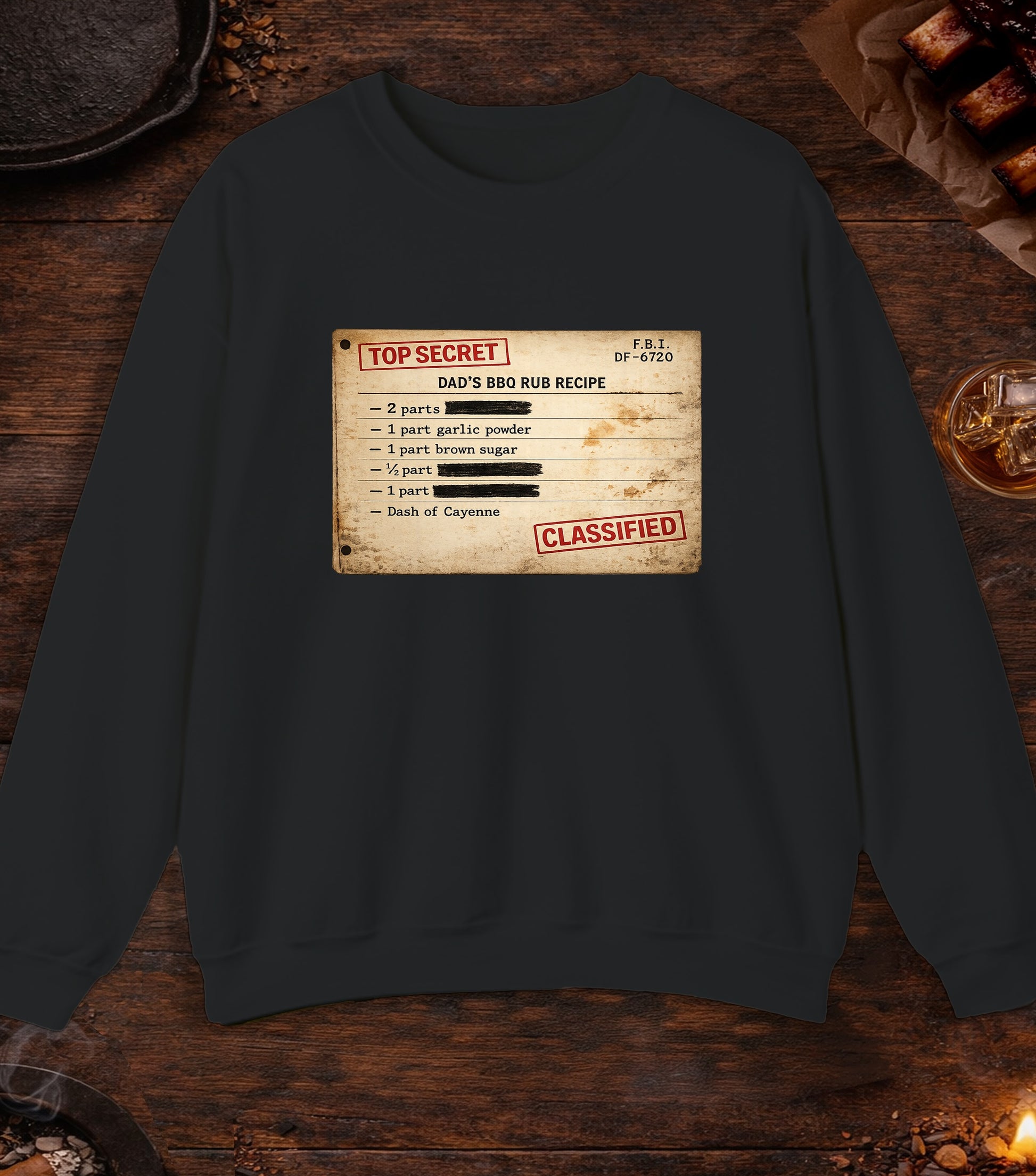 Dads BBQ Rub Recipe Crewneck - Black