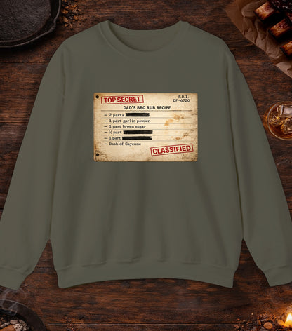 Dads BBQ Rub Recipe Crewneck - Military Green