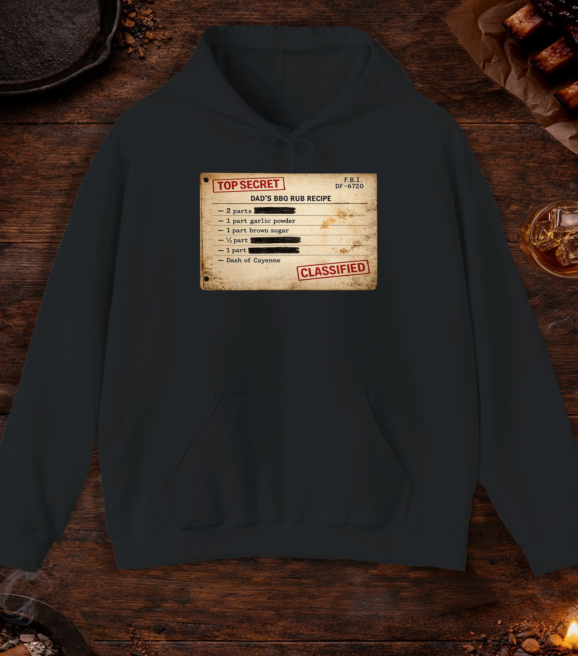 Dads BBQ Rub Recipe Hoodie - Black