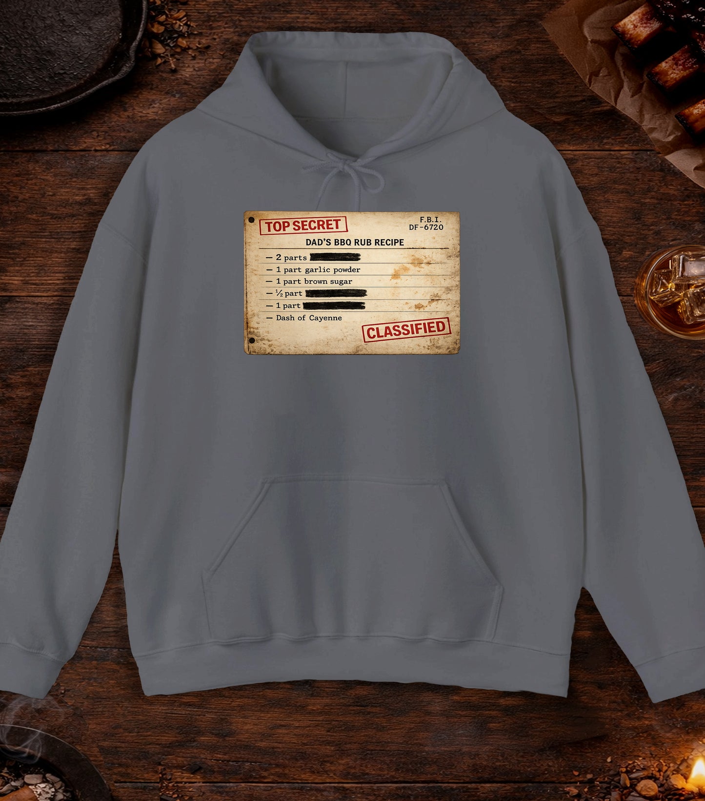Dads BBQ Rub Recipe Hoodie - Charcoal