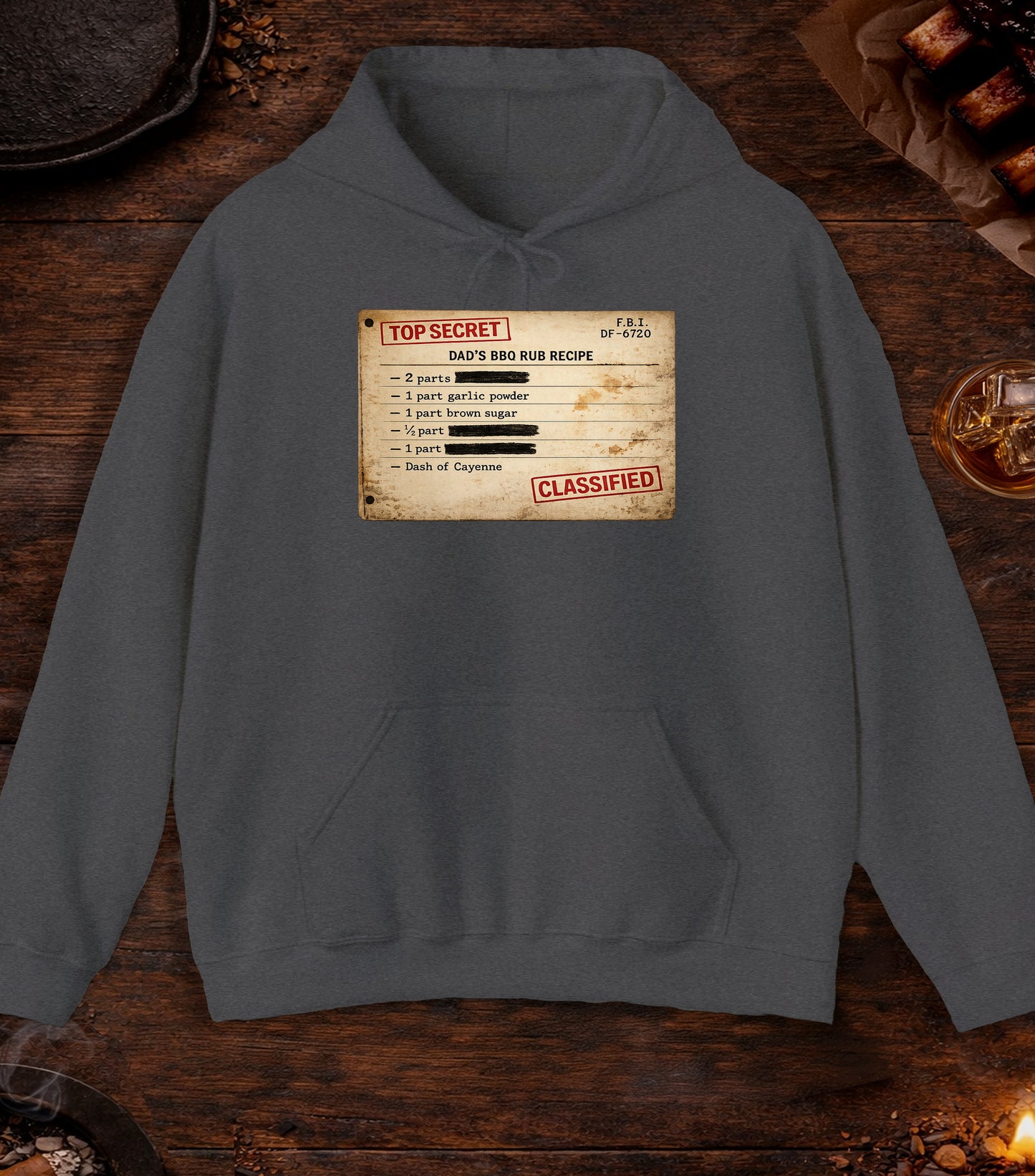 Dads BBQ Rub Recipe Hoodie - Dark Heather