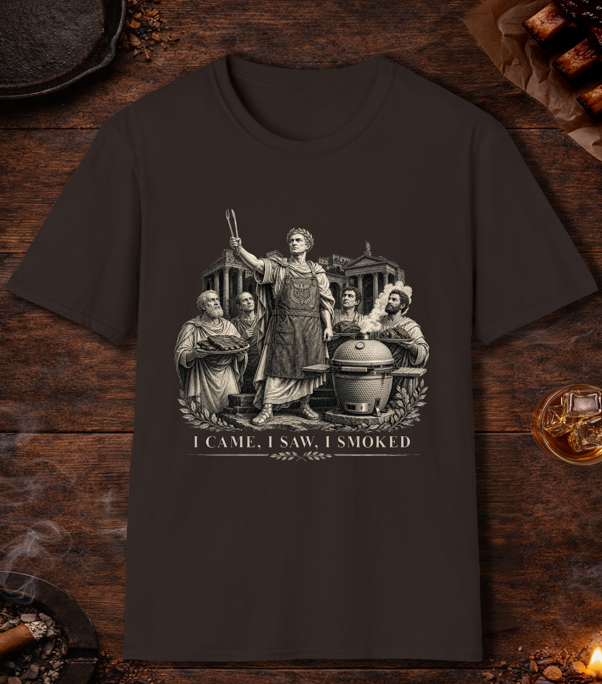 Caesar Came Saw Smoked T-Shirt - Dark Chocolate