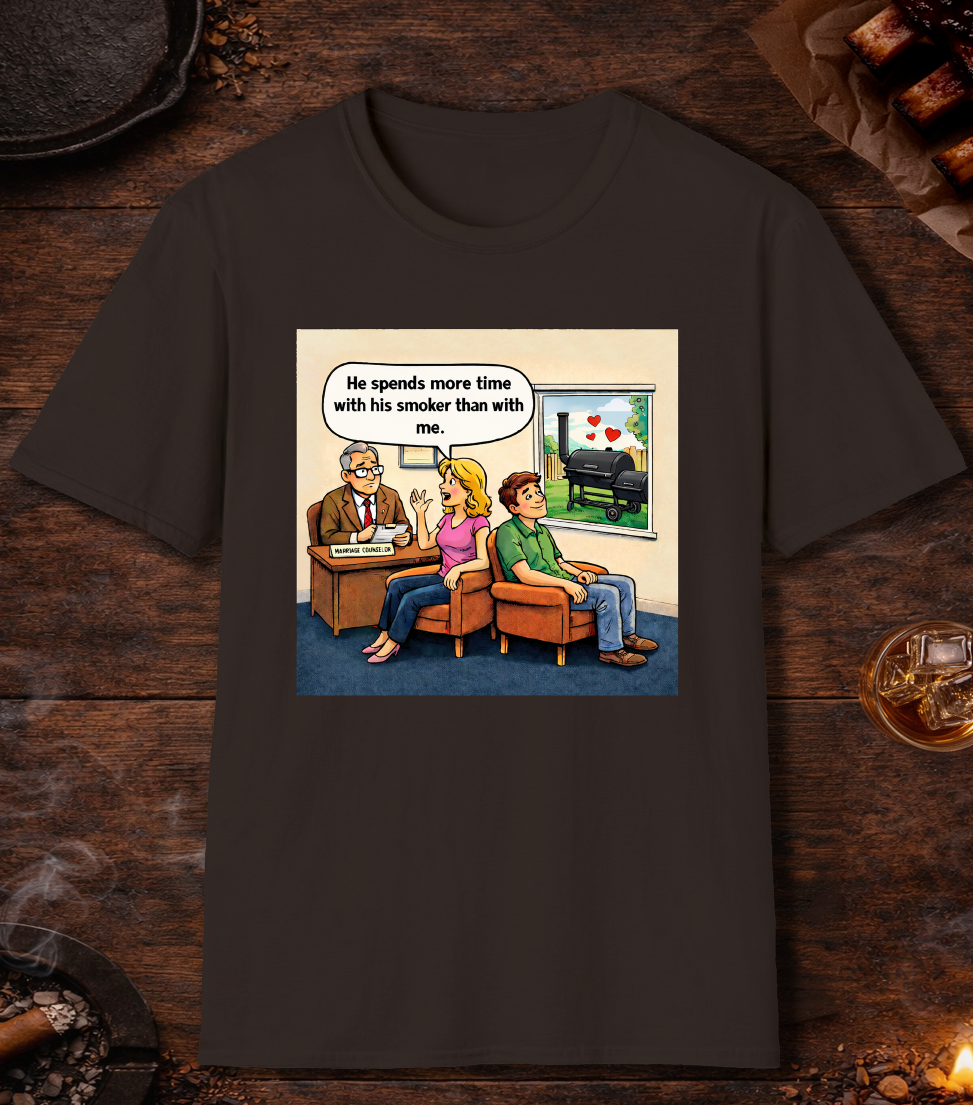 Spends More Time With Smoker Than Me T-Shirt - Dark Chocolate