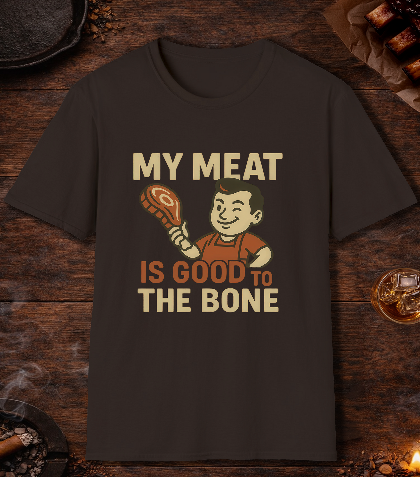 Meat Good To Bone T-Shirt - Dark Chocolate