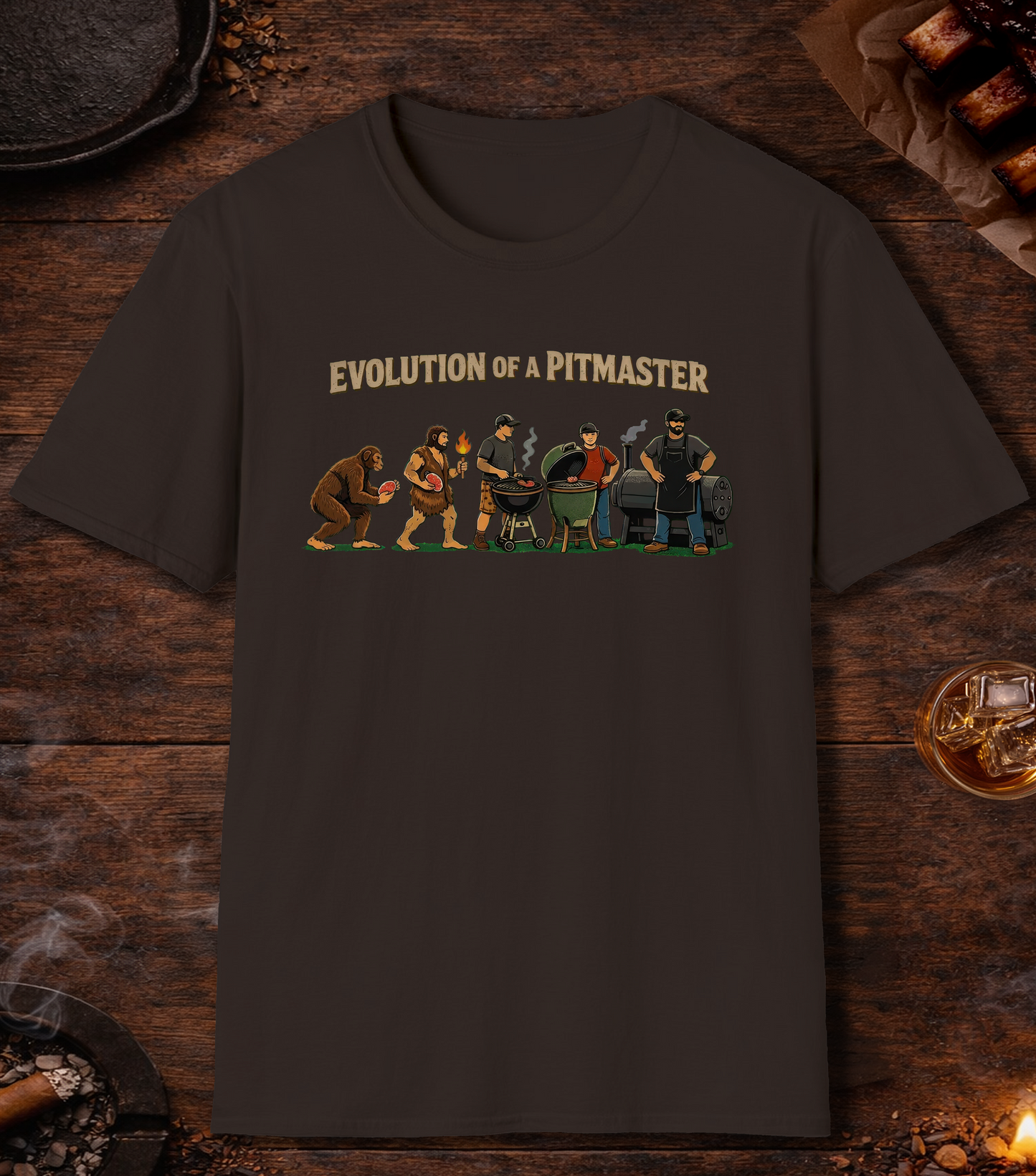 Evolution Of A Pitmaster T-Shirt - Dark Chocolate