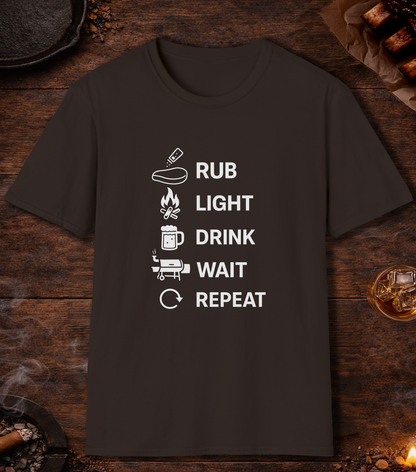 Rub Light Drink Wait Repeat T-Shirt - Dark Chocolate