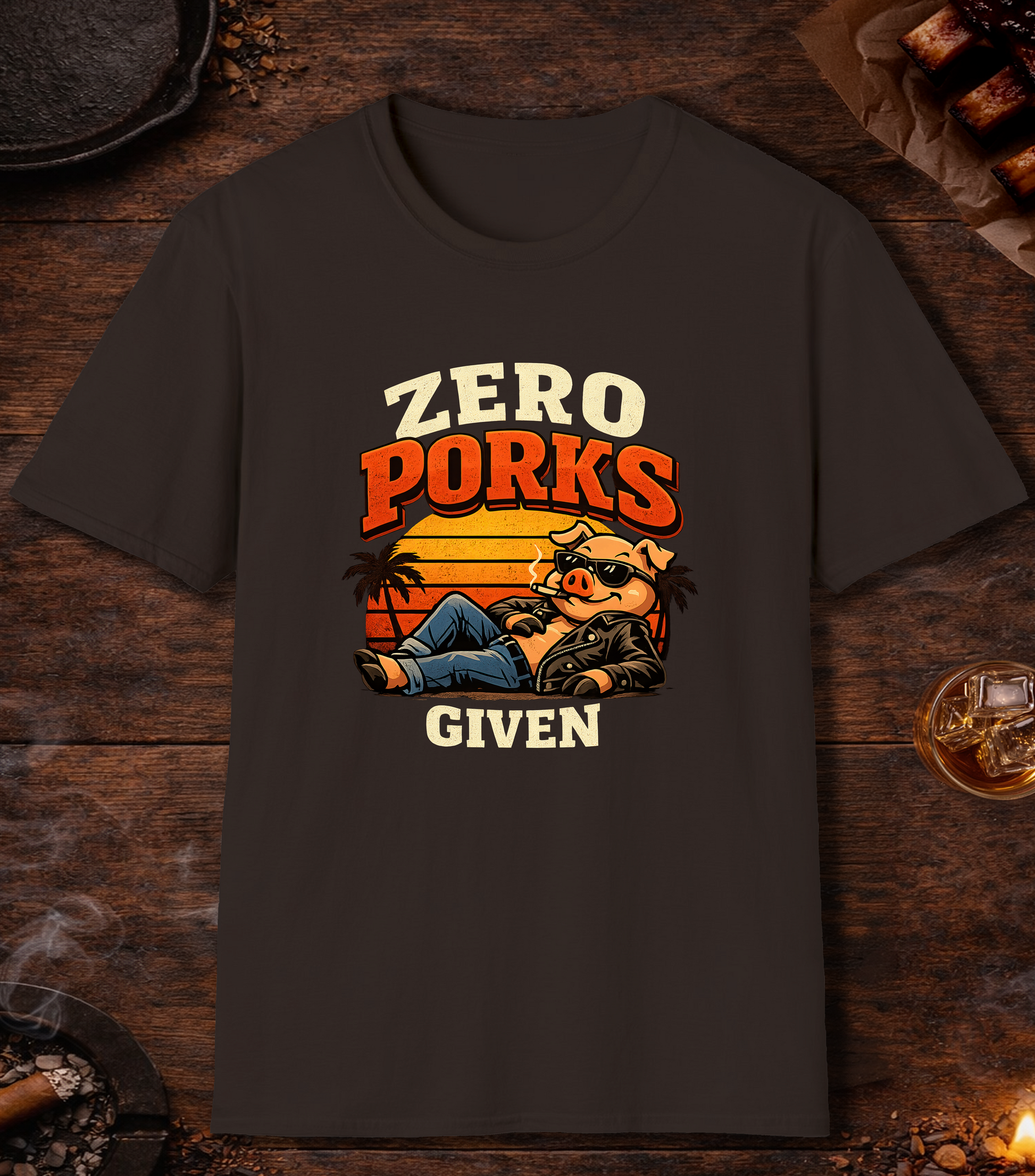 Zero Porks Given T-Shirt - Dark Chocolate