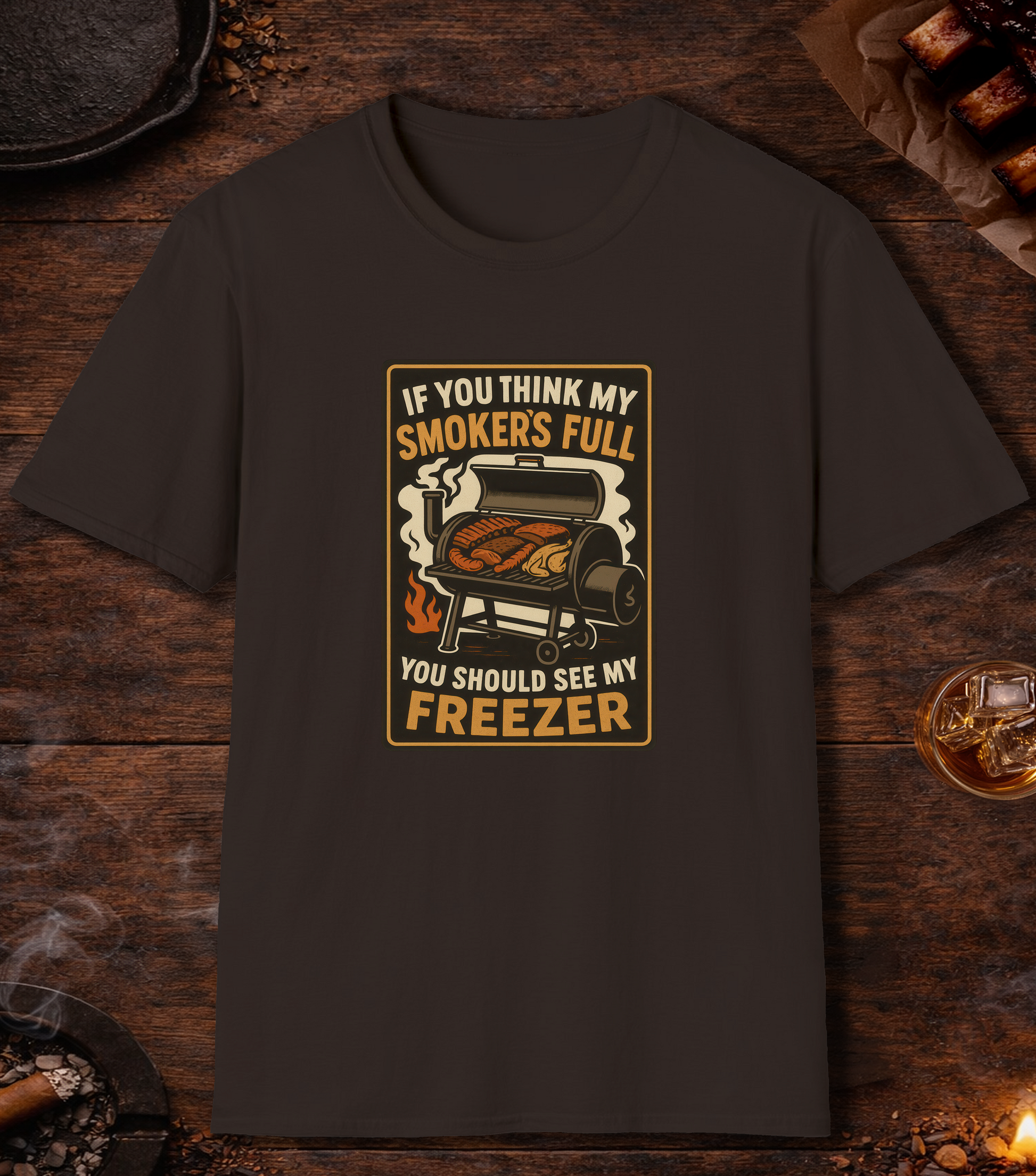 Smoker Full Freezer T-Shirt - Dark Chocolate