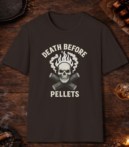 Death Before Pellets White T-Shirt - Dark Chocolate