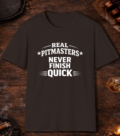 Pitmasters Never Finish Quick T-Shirt - Dark Chocolate