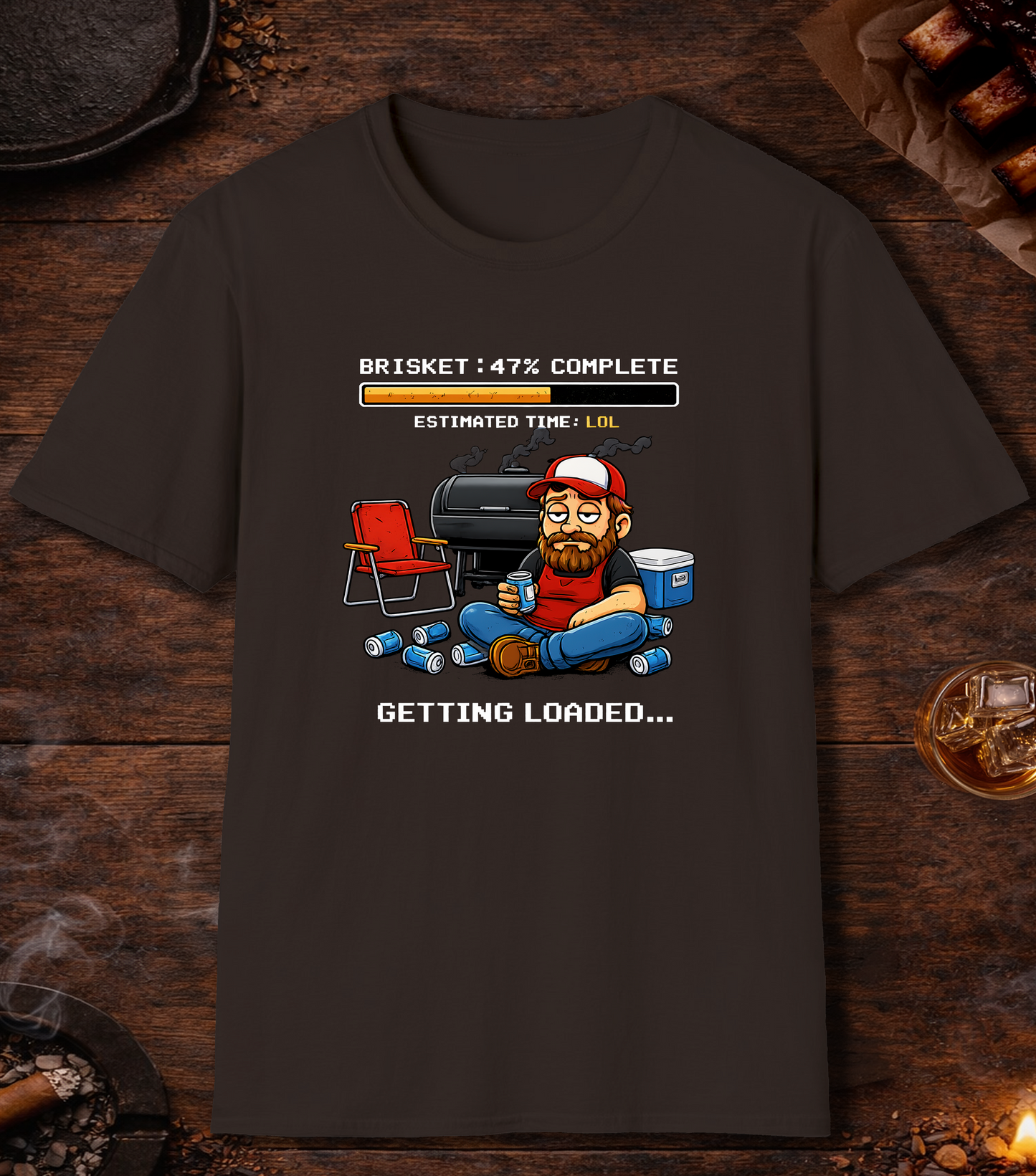 Brisket Getting Loaded T-Shirt - Dark Chocolate