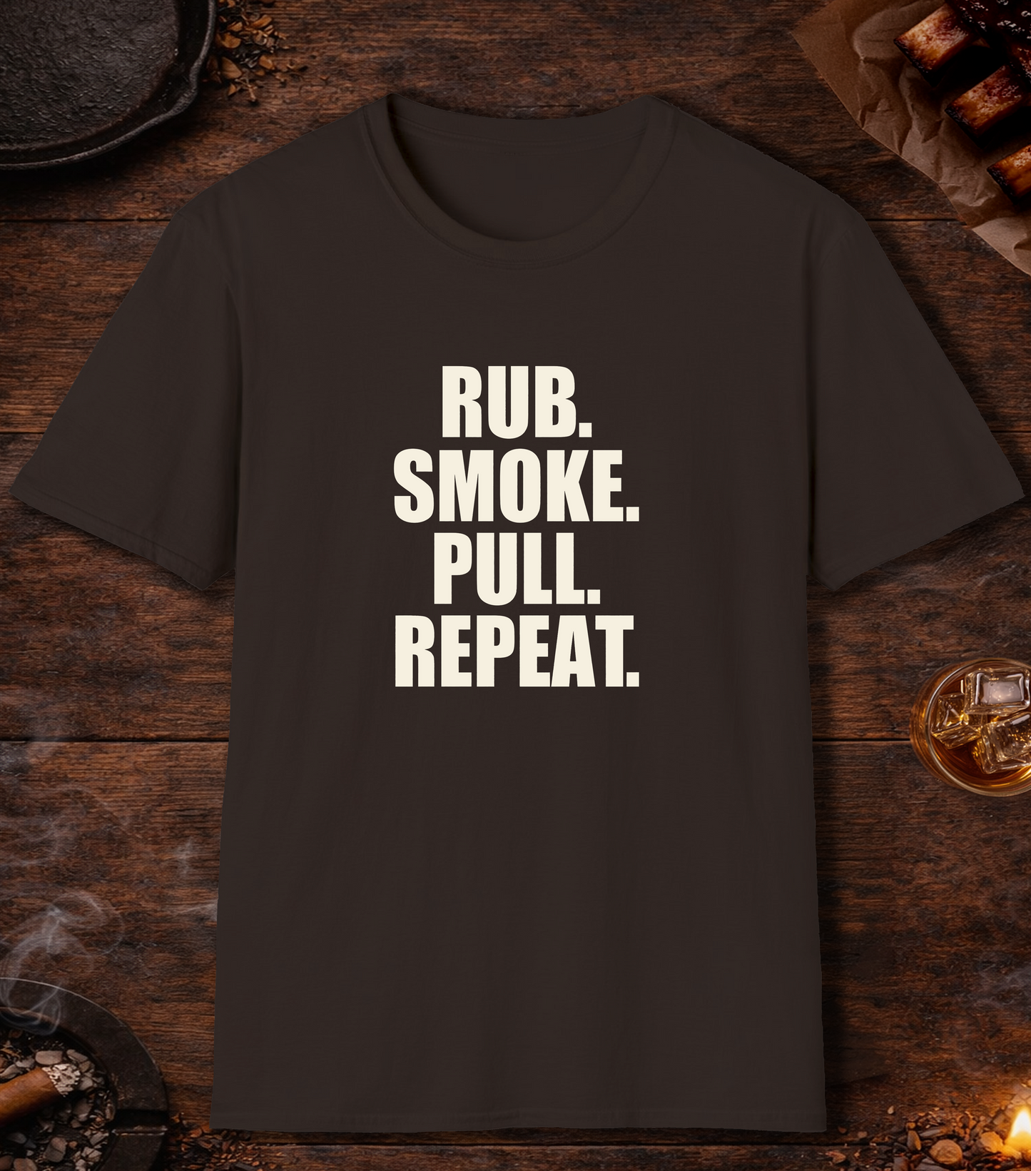 Rub Smoke Pull Repeat T-Shirt - Dark Chocolate