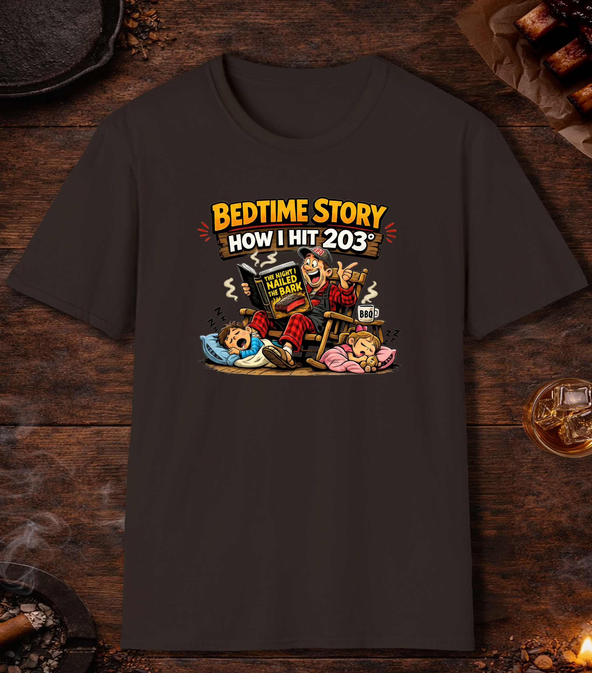 Brisket Bedtime Story T-Shirt - Dark Chocolate
