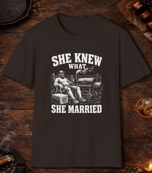 She Knew What She Married T-Shirt - Dark Chocolate