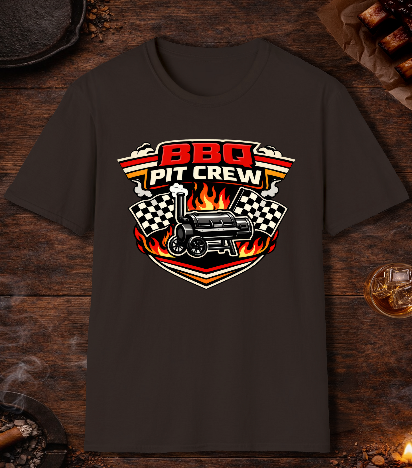 BBQ Pit Crew T-Shirt - Dark Chocolate