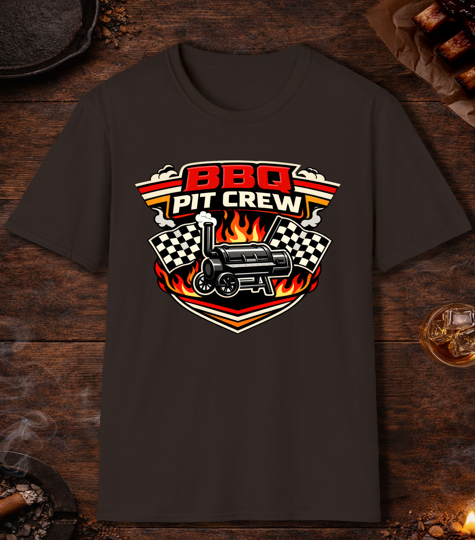 BBQ Pit Crew T-Shirt - Dark Chocolate