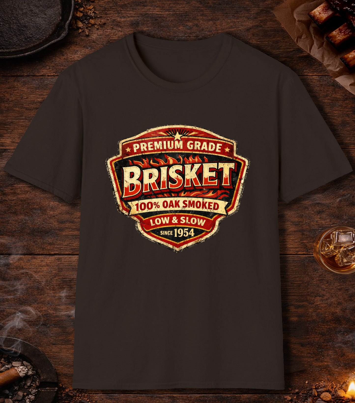 Premium Grade Brisket Vintage T-Shirt - Dark Chocolate