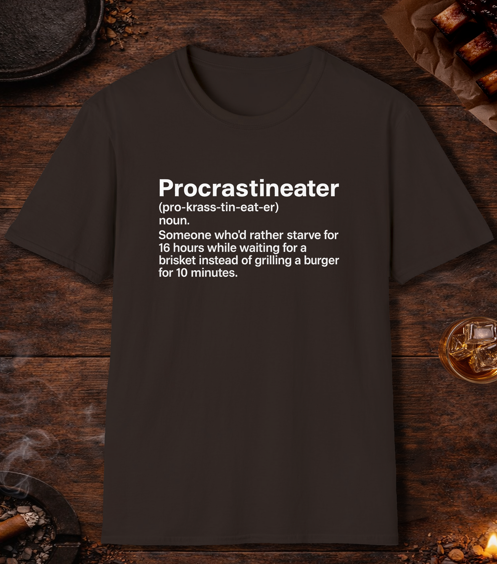 Procrastineater Definition T-Shirt - Dark Chocolate