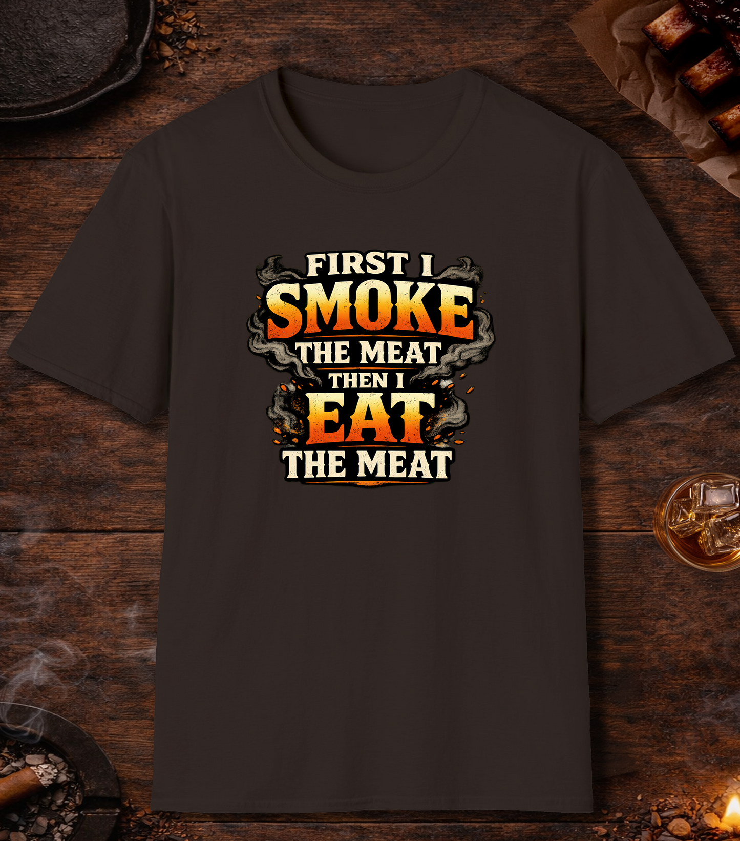 First Smoke Then Eat T-Shirt - Dark Chocolate