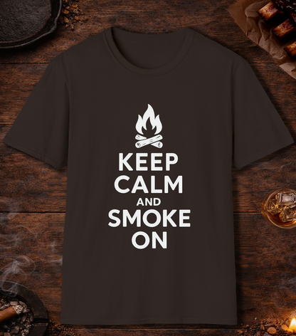 Keep Calm And Smoke On T-Shirt - Dark Chocolate