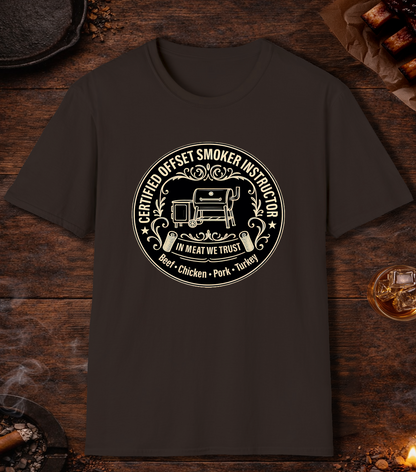 Certified Offset Smoker Instructor T-Shirt - Dark Chocolate