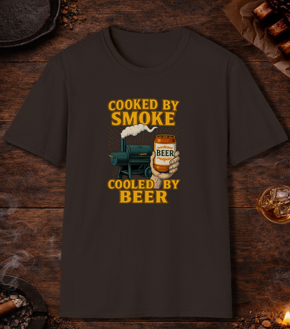 Cooked By Smoke Cooled By Beer T-Shirt - Dark Chocolate