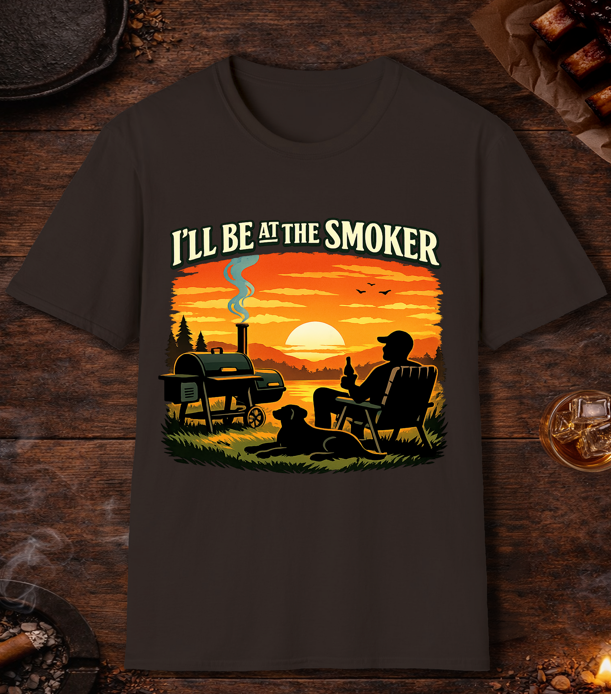 Ill Be At The Smoker T-Shirt - Dark Chocolate