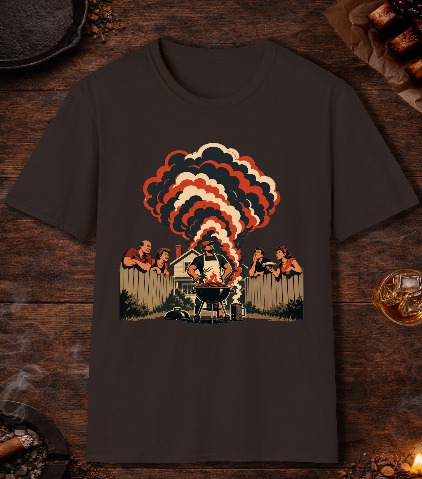 Neighborhood BBQ King T-Shirt - Dark Chocolate