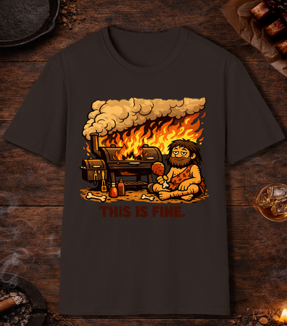 BBQ This Is Fine T-Shirt - Dark Chocolate