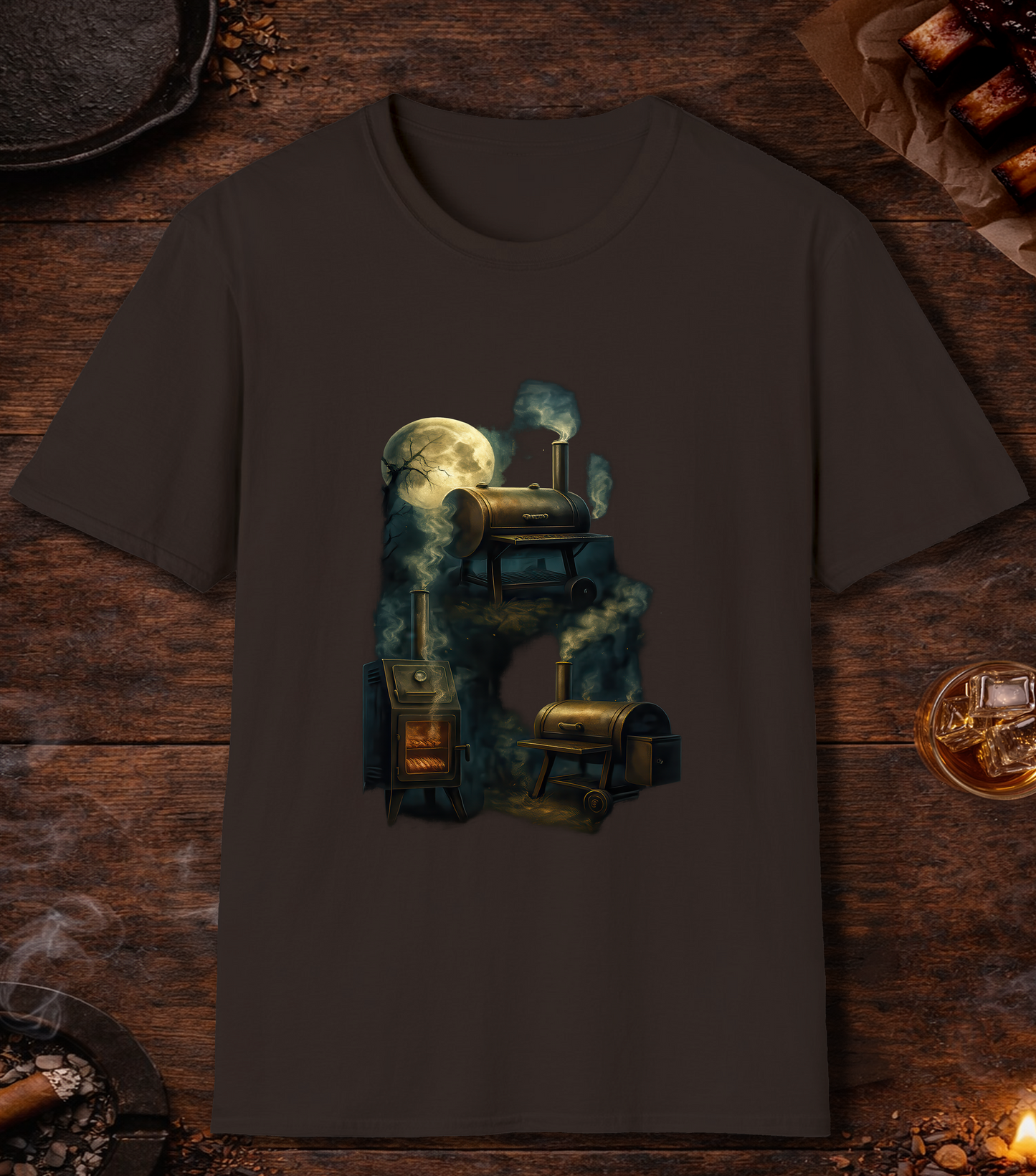 Three Smoker Moon T-Shirt - Dark Chocolate
