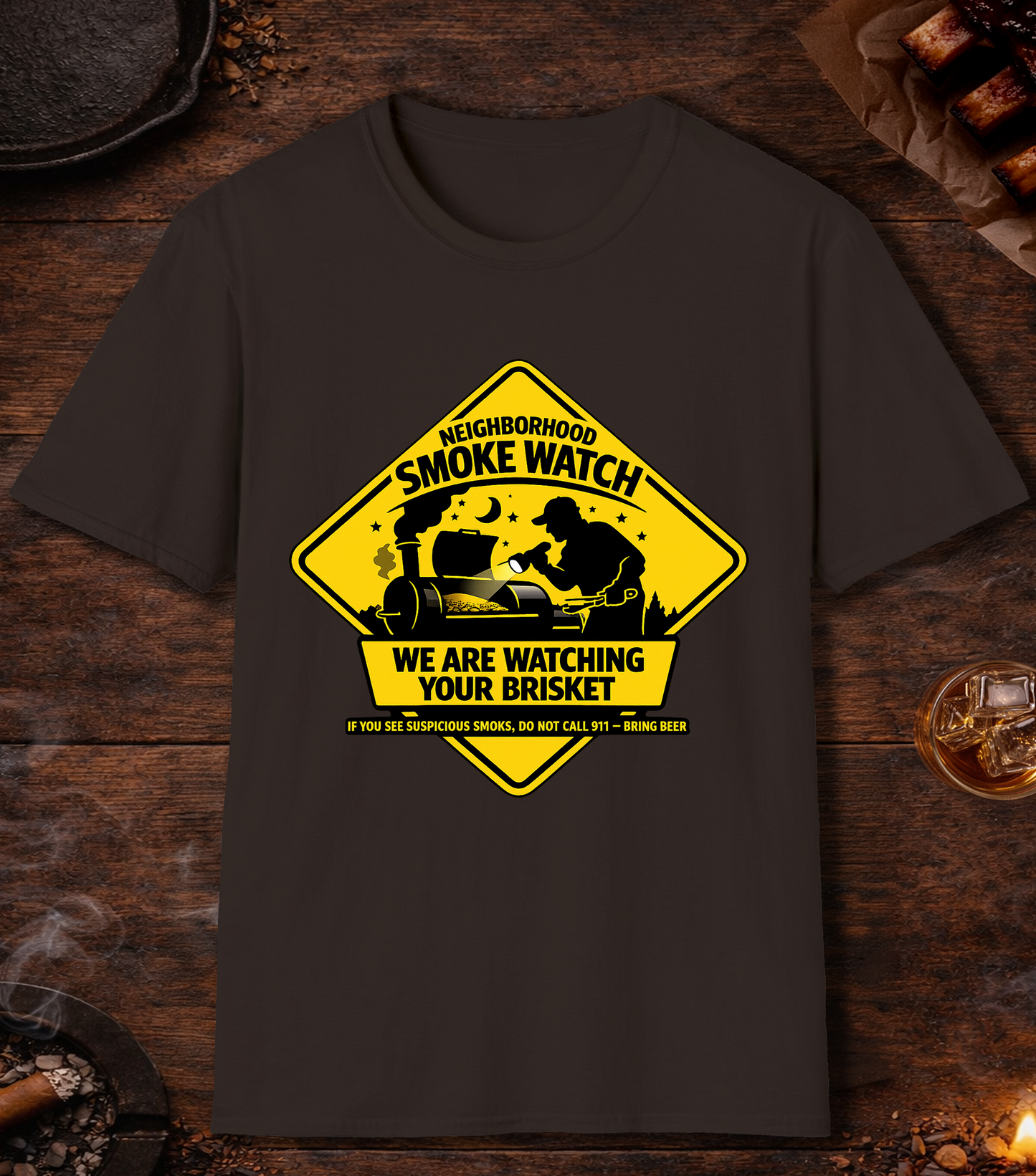 Neighborhood Smoke Watch T-Shirt - Dark Chocolate