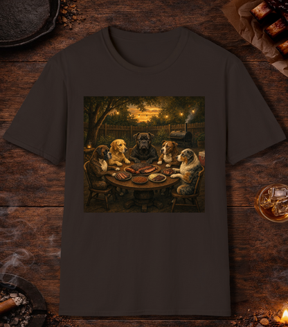 Dogs Eating BBQ T-Shirt - Dark Chocolate