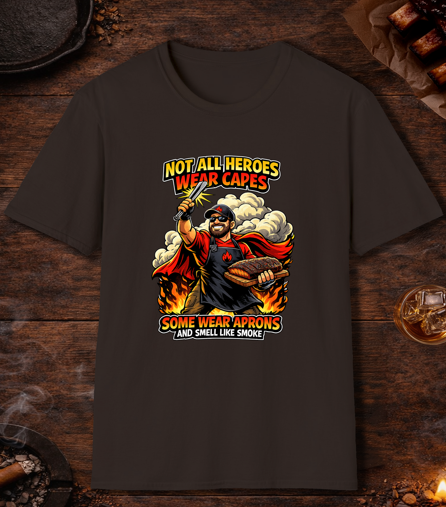 Not All Heroes Wear Capes T-Shirt - Dark Chocolate