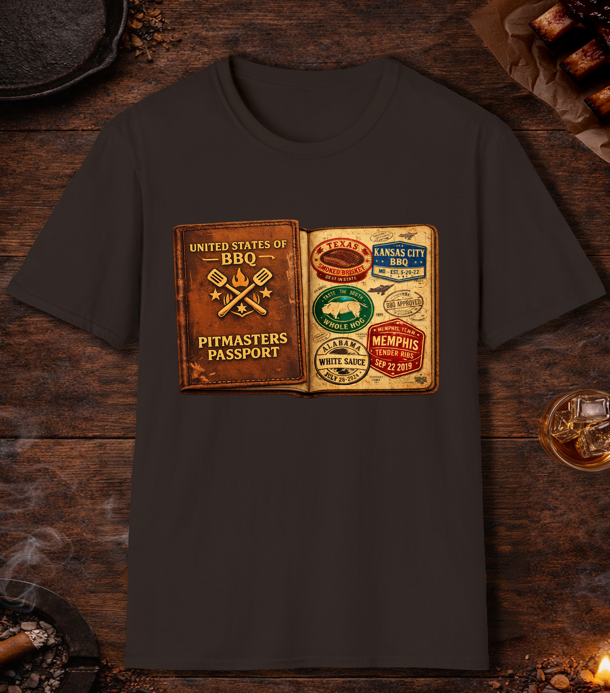 Pitmasters Passport T-Shirt - Dark Chocolate