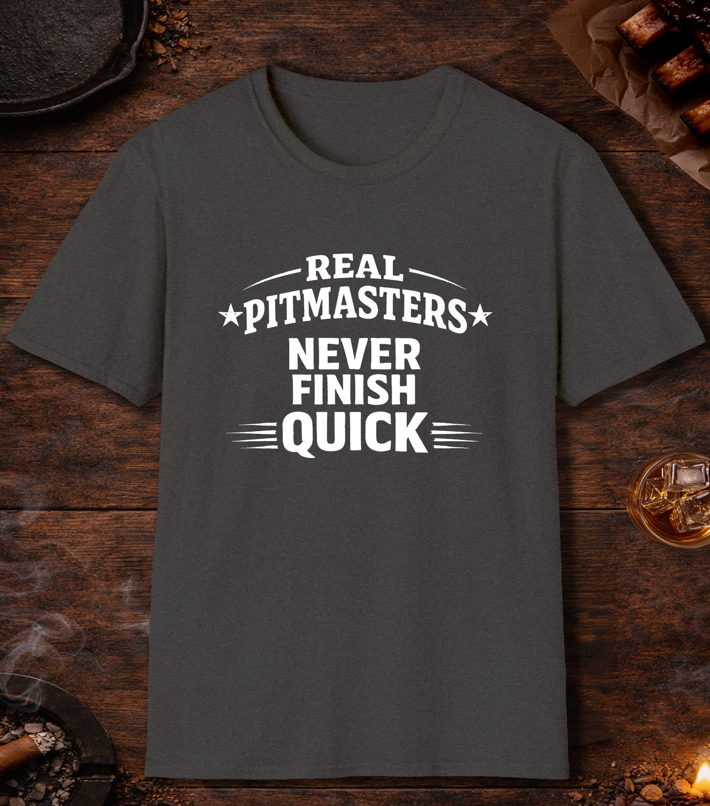Pitmasters Never Finish Quick T-Shirt - Dark Heather