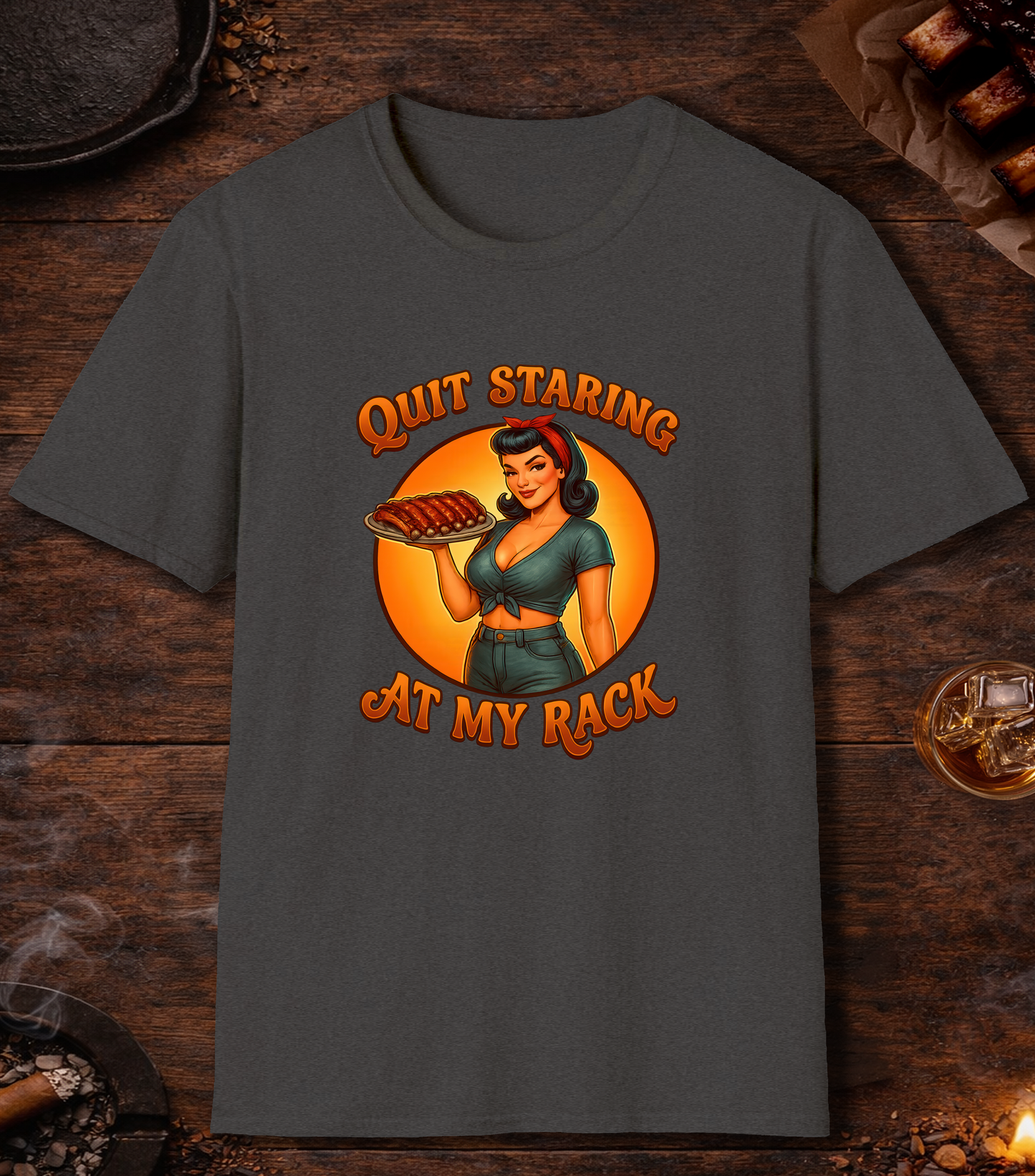 Quit Staring At My Rack T-Shirt - Dark Heather