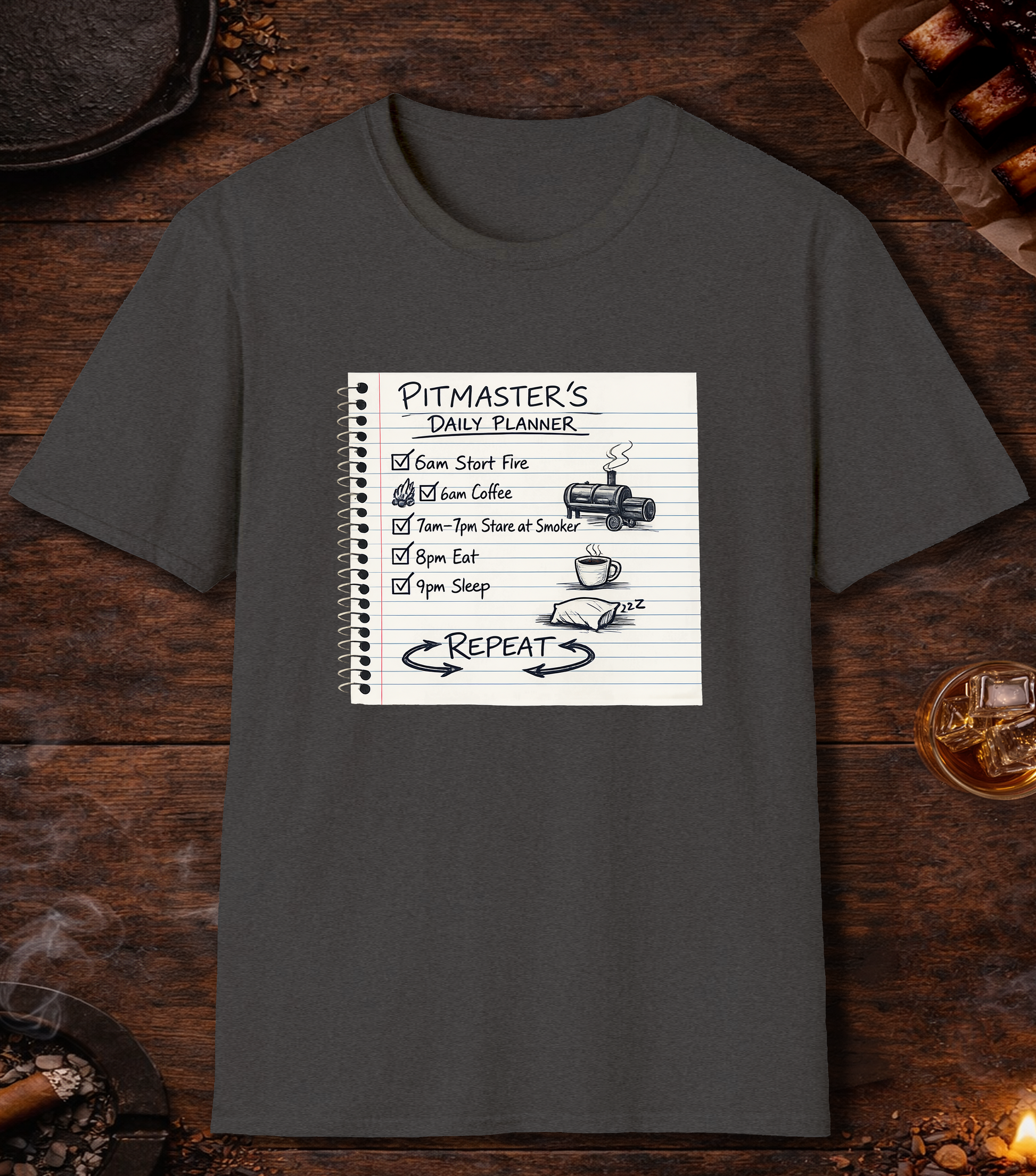 Pitmasters Daily Planner T-Shirt - Dark Heather