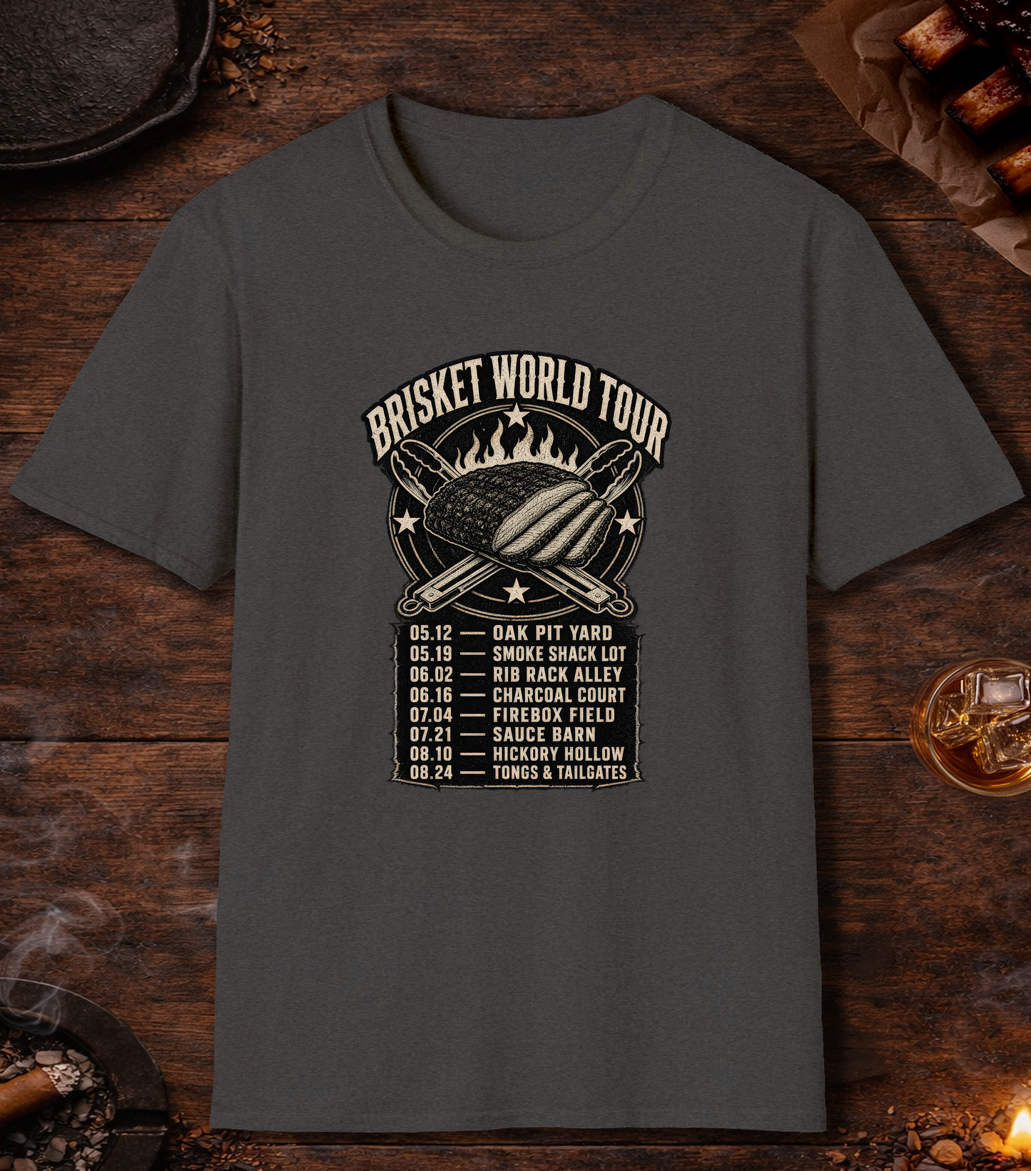 Brisket World Tour T-Shirt - Dark Heather