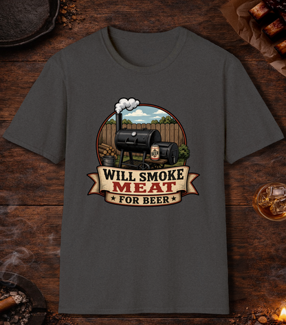 Will Smoke for Beer T-Shirt - Dark Heather
