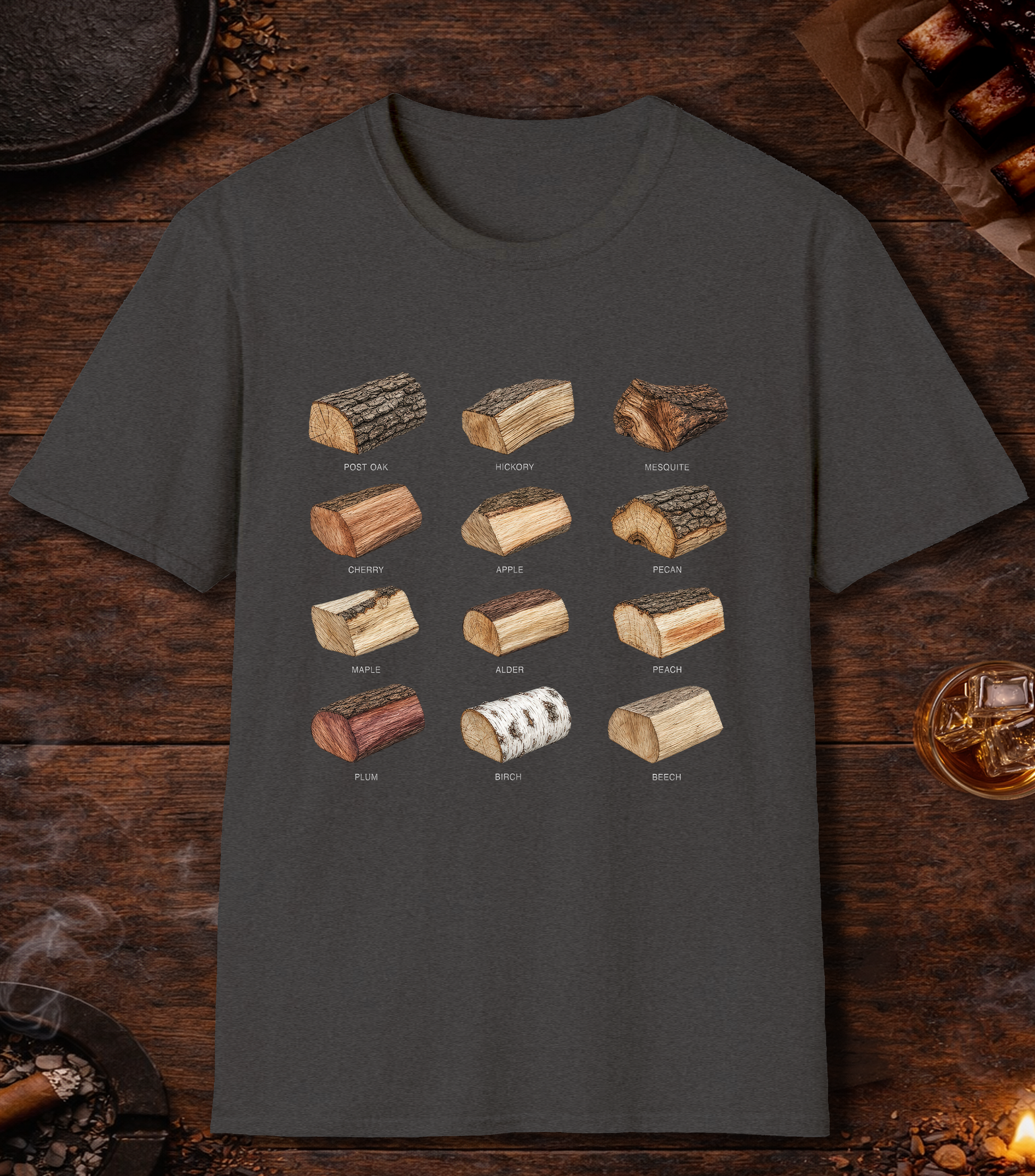 Smoking Wood White T-Shirt - Dark Heather