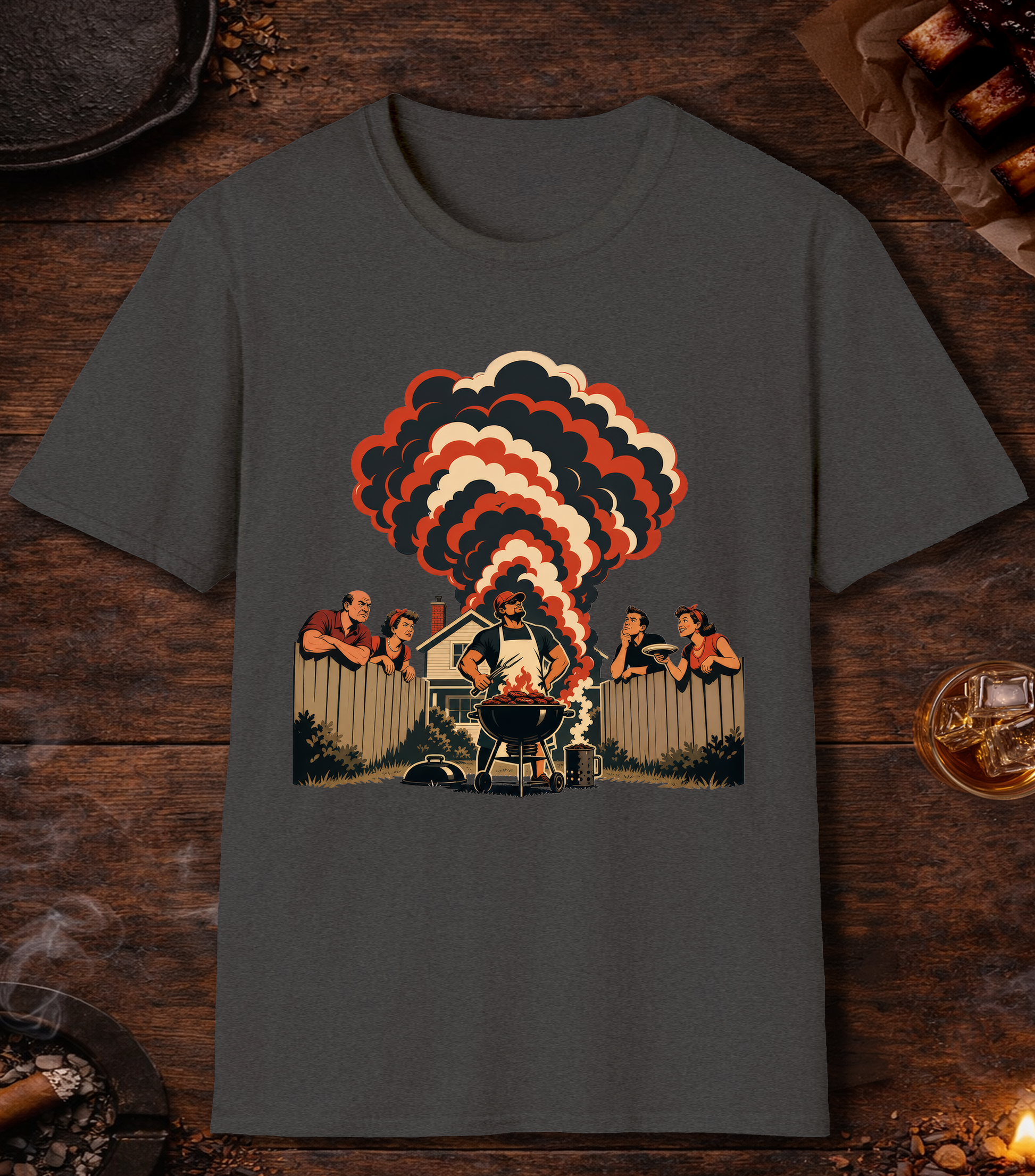 Neighborhood BBQ King T-Shirt - Dark Heather