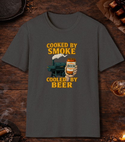 Cooked By Smoke Cooled By Beer T-Shirt - Dark Heather